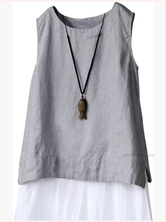 Tops - 100% Linen Sleeveless Tank Top Summer Casual Blouse